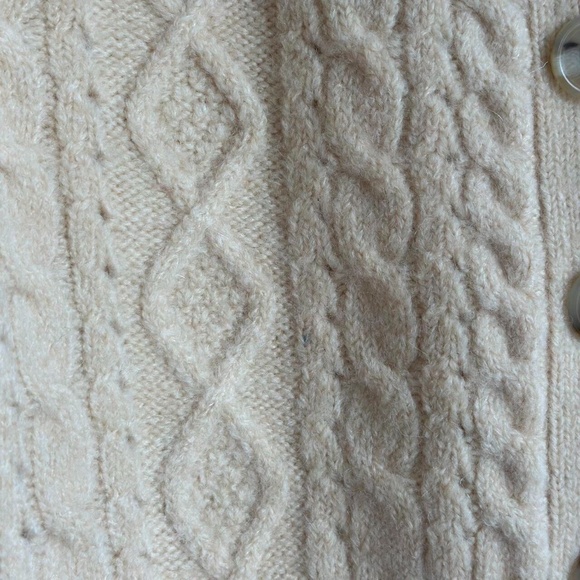 J.Crew Collared Cable Knit Cardigan Sweater in Aged Parchment, Size Small - Picture 8 of 9